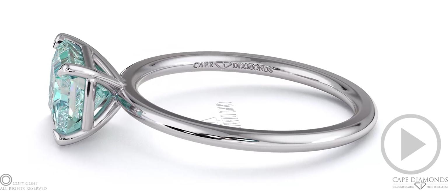 Paraiba Or Blue Tourmaline East West Radiant Cut Solitaire Engagement Ring Platinum top video