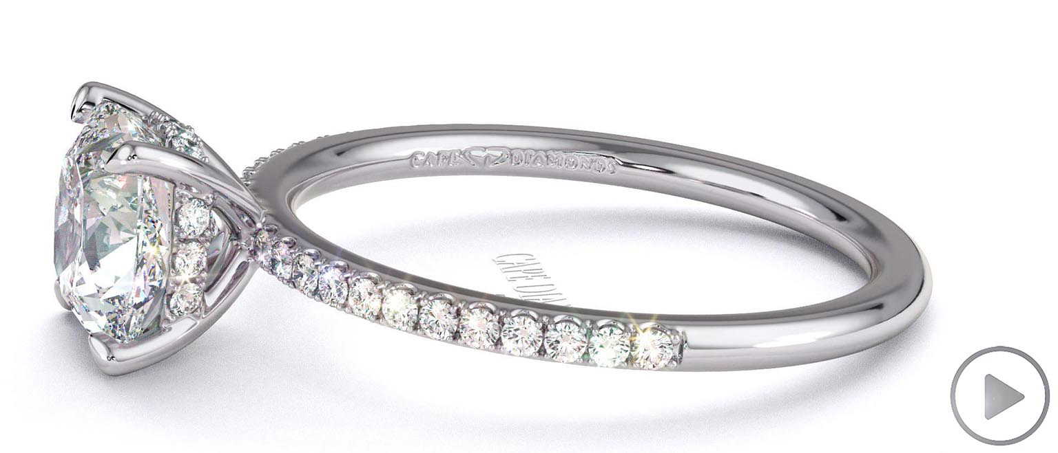 Natural Diamond Cushion Cut Hidden Halo Side Stones Engagement Ring White Gold top video