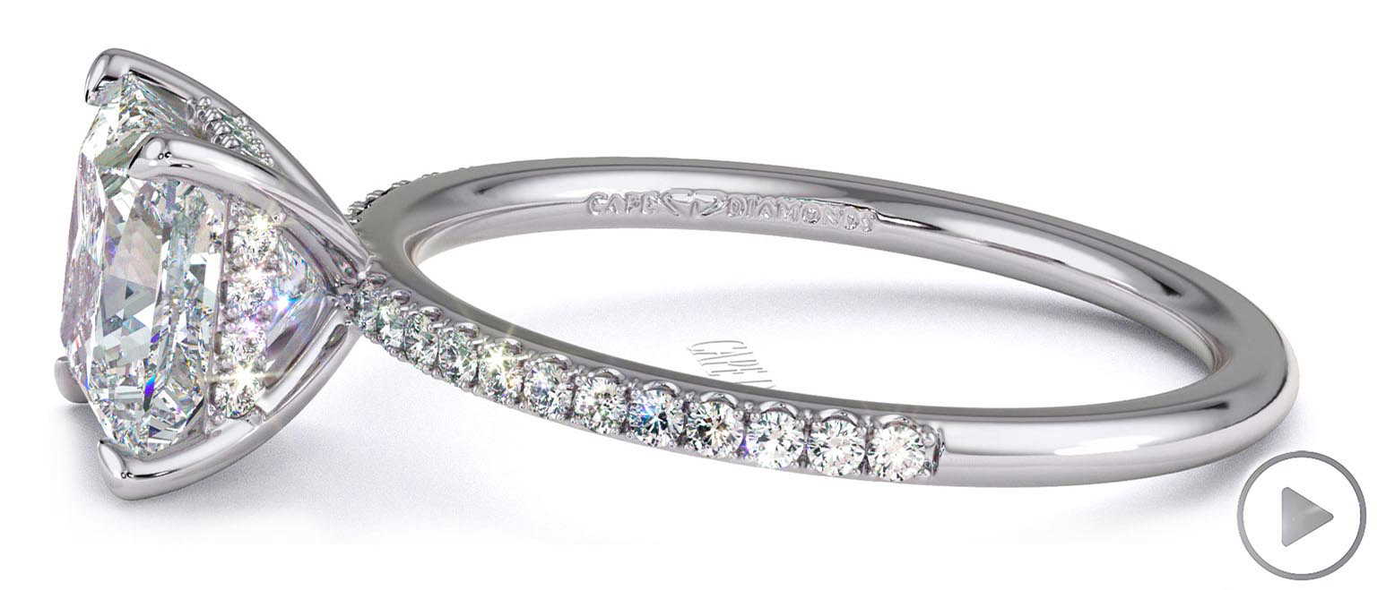 Natural Diamond Princess Cut Hidden Halo Side Stones Engagement Ring White Gold top video