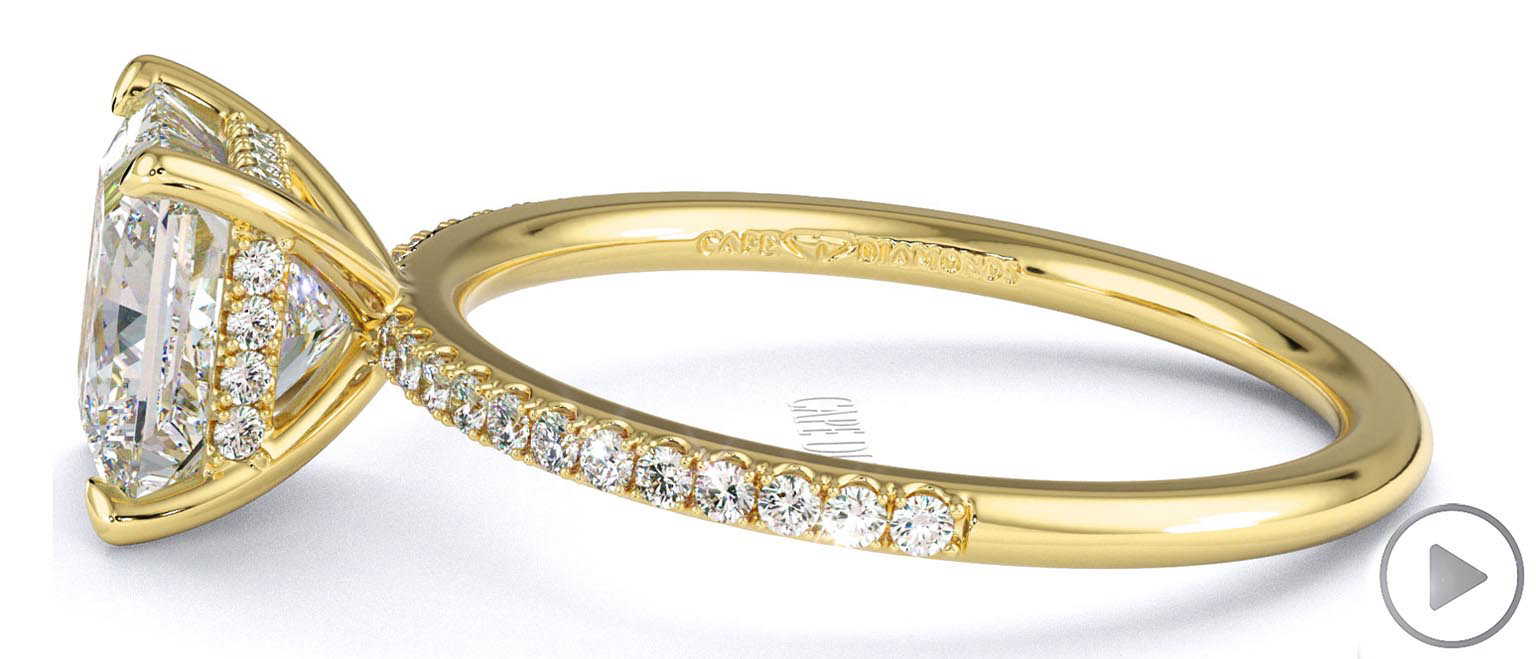 Natural Diamond Princess Cut Hidden Halo Side Stones Engagement Ring Yellow Gold top video