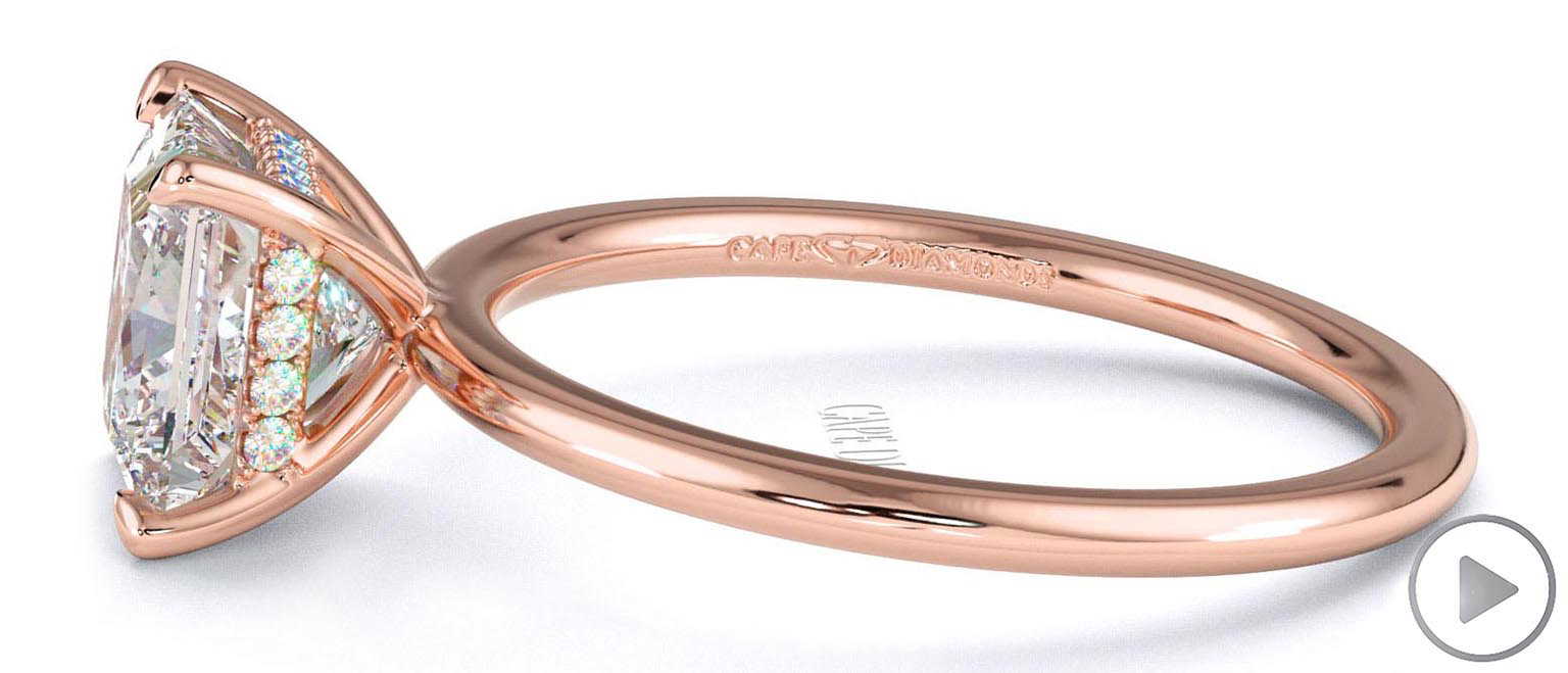 Natural Diamond Princess Cut Hidden Halo Engagement Ring Rose Gold top video