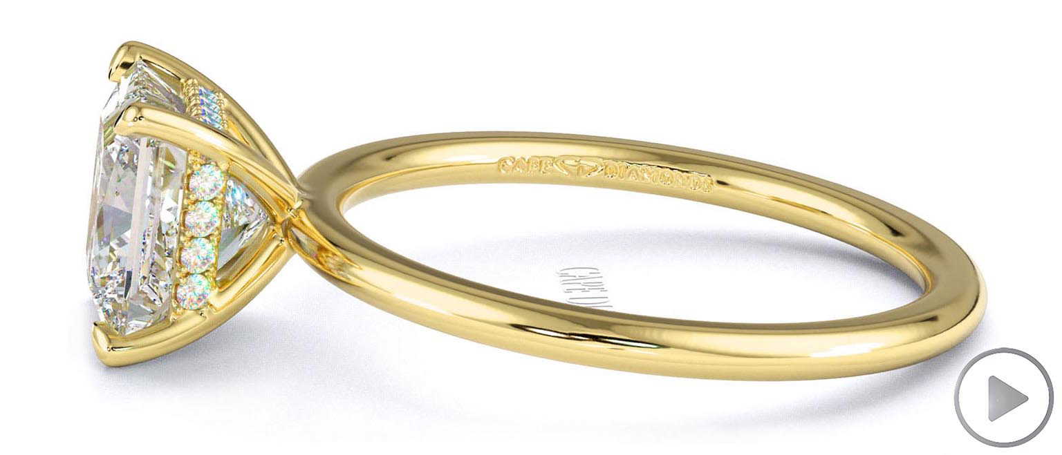 Natural Diamond Princess Cut Hidden Halo Engagement Ring Yellow Gold top video