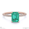 emerald emerald cut hidden halo side stones engagement ring rose gold with 18k rose gold metal and emerald shape diamond