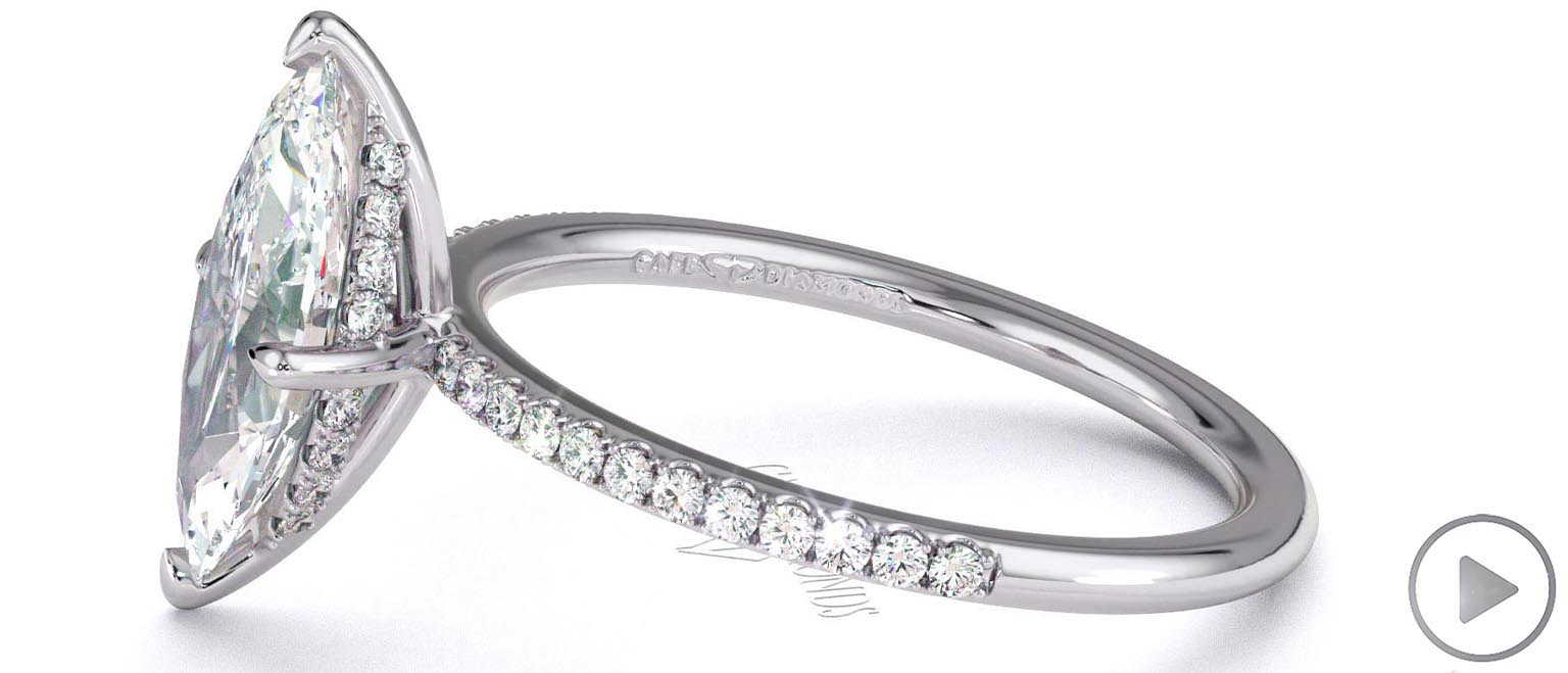 Natural Diamond Marquise Cut Hidden Halo Side Stones Engagement Ring Platinum top video