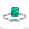 emerald radiant cut hidden halo side stones engagement ring white gold with 18k white gold metal and radiant shape diamond