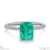 emerald radiant cut hidden halo side stones engagement ring white gold with 18k white gold metal and radiant shape diamond