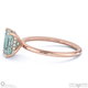 blue natural diamond radiant cut hidden halo engagement ring rose gold with 9k rose gold metal and radiant shape diamond