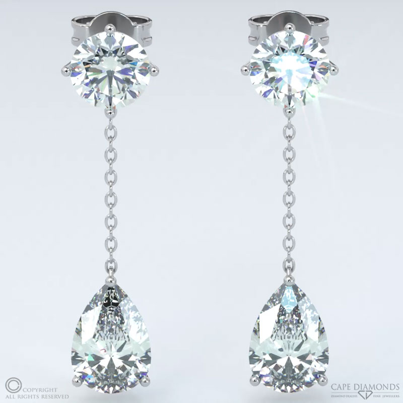 Natural Diamond Dangling White Gold Earrings