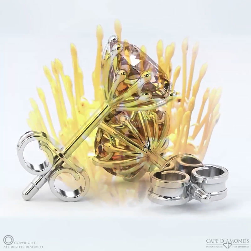 Pincushion White Gold Lab Pink Diamond Earrings