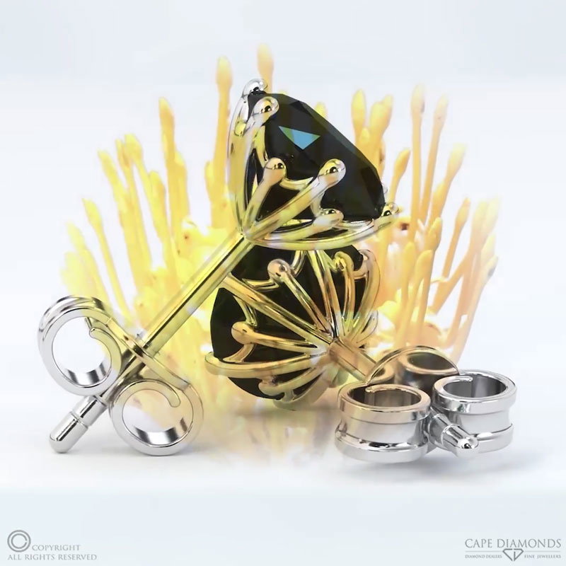 Natural Black Diamond Pincushion White Earrings