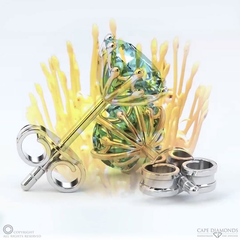 Pincushion Lab Blue Diamond White Gold Earrings