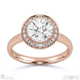 pave tube halo lab grown diamond engagement ring rose gold with 18k rose gold metal and round shape diamond
