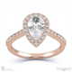 pear natural diamond halo cathedral natural diamond engagement ring rose gold with pavé side natural diamonds with 9k rose gold metal and pear shape diamond