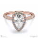 pear natural diamond halo cathedral natural diamond engagement ring rose gold with pavé side natural diamonds with 9k rose gold metal and pear shape diamond