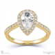pear natural diamond halo cathedral natural diamond engagement ring yellow gold with pavé side natural diamonds with 9k yellow gold metal and pear shape diamond