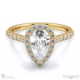 pear natural diamond halo cathedral natural diamond engagement ring yellow gold with pavé side natural diamonds with 9k yellow gold metal and pear shape diamond