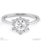 snowflake designed halo natural diamond engagement ring white gold with 9k white gold metal and round shape diamond