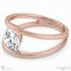 split band lab grown diamond engagement ring rose gold with 18k rose gold metal and round shape diamond