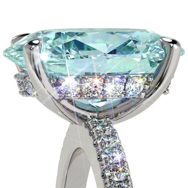 Platinum Aquamarine Engagement Rings