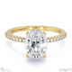 pavé natural diamond covered four-claw semi-hidden halo oval natural diamond engagement ring yellow gold with 9k yellow gold metal and oval shape diamond