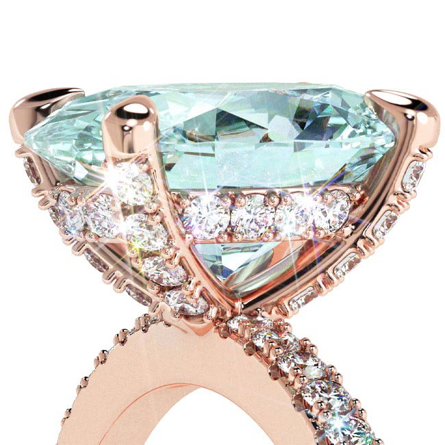 Rose Gold Blue/Paraiba Tourmaline Engagement Rings