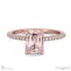 pink natural diamond hidden halo emerald cut side stone engagement ring rose gold with 18k rose gold metal and emerald shape diamond