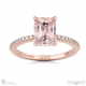pink natural diamond hidden halo emerald cut side stone engagement ring rose gold with 18k rose gold metal and emerald shape diamond