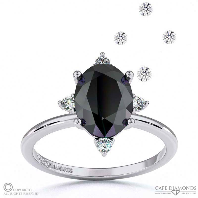 Southerland Sparkle Star Black Lab Grown Diamond Engagement Ring White Gold