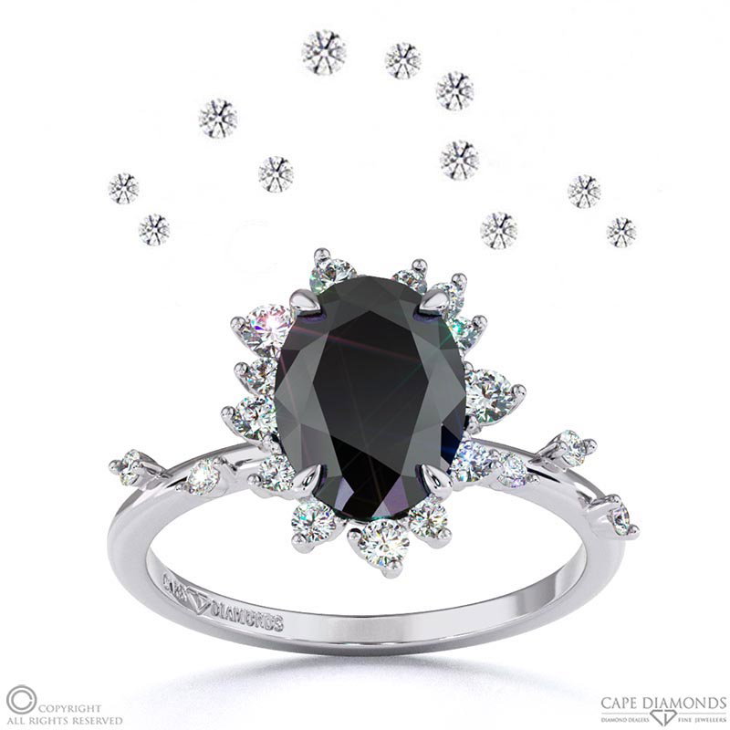 Karoo Stars Black Lab Grown Diamond Engagement Ring White Gold