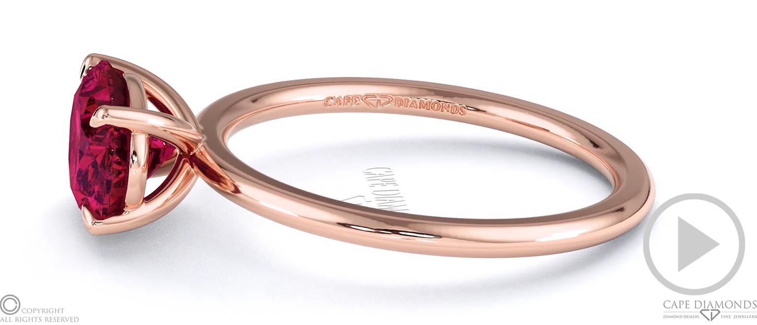 Spinel East West Oval Solitaire Engagement Ring Rose Gold top video