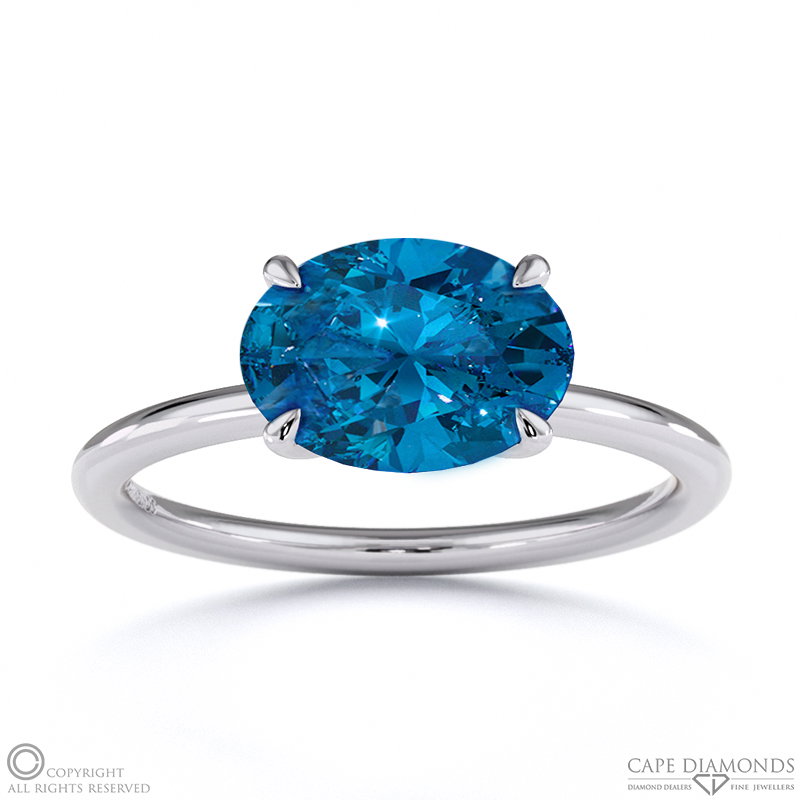 Sapphire East West Oval Cut Solitaire  Engagement Ring White Gold