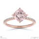 pink natural diamond east west cushion cut sidestones engagement ring rose gold with 18k rose gold metal and cushion shape diamond