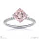 pink natural diamond east west cushion side stones engagement ring white gold with 18k white gold metal and cushion shape diamond