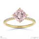 pink natural diamond cushion cut east to west setting pave engagement ring yellow gold with 18k yellow gold metal and cushion shape diamond