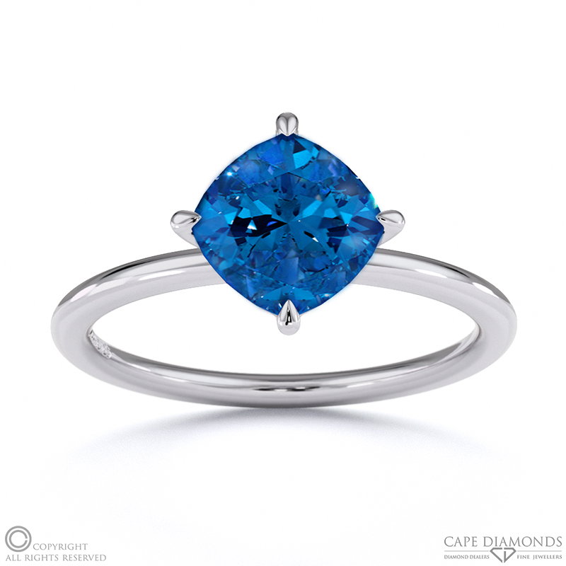 Sapphire East West Cushion Cut Solitaire Engagement Ring White Gold