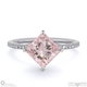 pink natural diamond princess east west side stone engagement ring platinum with platinum metal and princess shape diamond