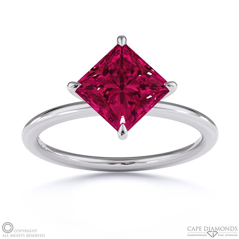 Spinel Princess Cut Solitaire Engagement Ring White Gold