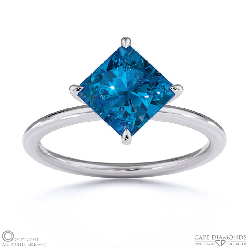 Sapphire East West Princess Cut Solitaire Engagement Ring White Gold