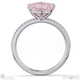 pink lab diamond asscher cut east to west setting pave engagement ring white gold with 18k white gold metal and asscher shape diamond
