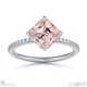 pink lab diamond asscher cut east to west setting pave engagement ring white gold with 18k white gold metal and asscher shape diamond