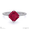 spinel asscher east west side stone engagement ring platinum with platinum metal and asscher shape diamond
