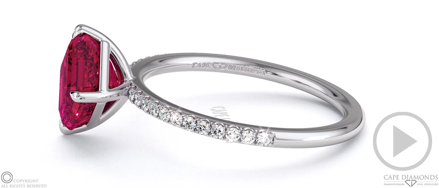 Spinel Asscher East West Side Stone Engagement Ring Platinum top video