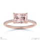 pink natural diamond emerald cut pave east to west engagement ring rose gold with 9k rose gold metal and emerald shape diamond