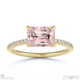 pink natural diamond emerald cut pave east to west engagement ring yellow gold with 9k yellow gold metal and emerald shape diamond