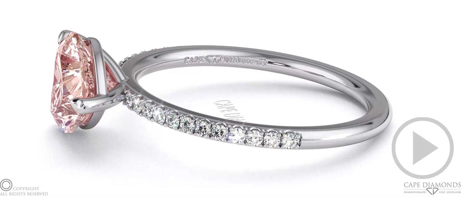 Pink Natural Diamond Heart Cut East To West Setting Pave Engagement Ring Platinum top video