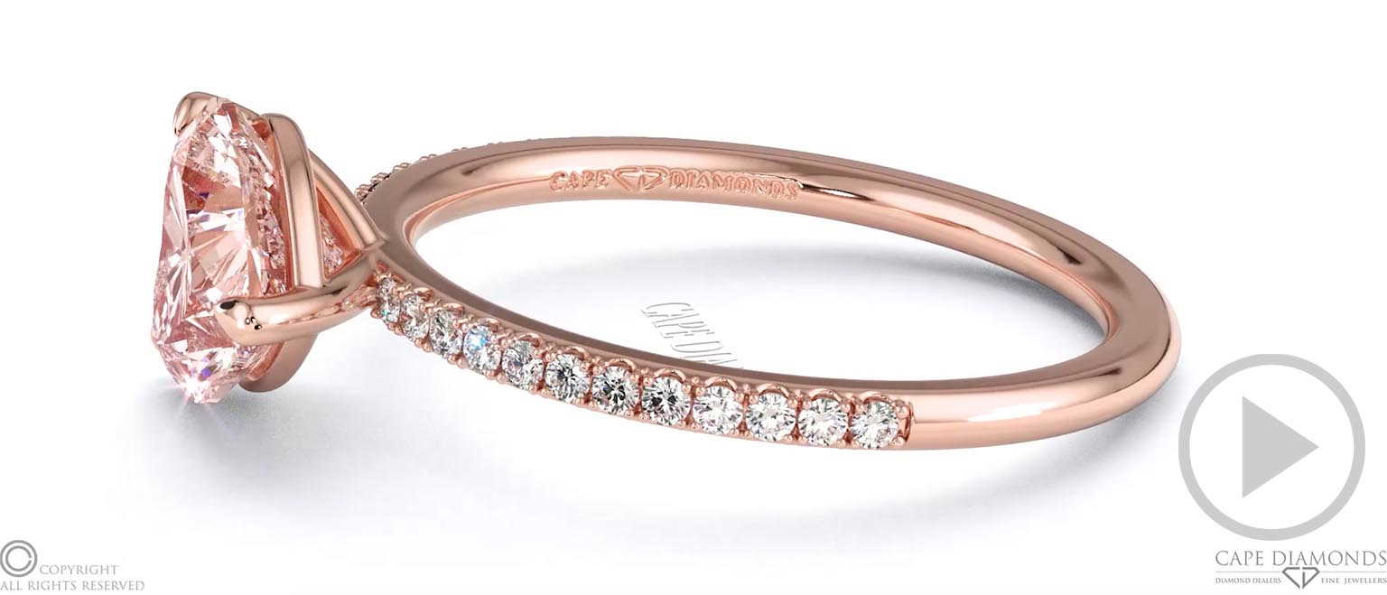 Pink Natural Diamond Heart Cut East To West Setting Pave Engagement Ring Rose Gold top video