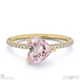 pink natural diamond heart cut east to west setting pave engagement ring yellow gold with 18k yellow gold metal and heart shape diamond