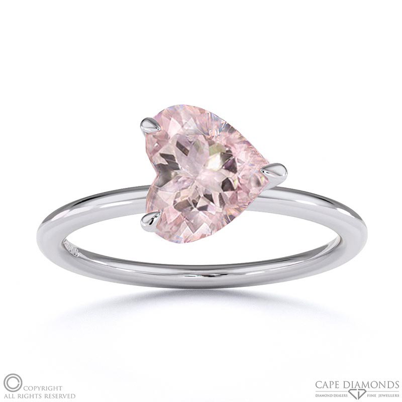 Morganite East West Heart Solitaire Engagement Ring White Gold