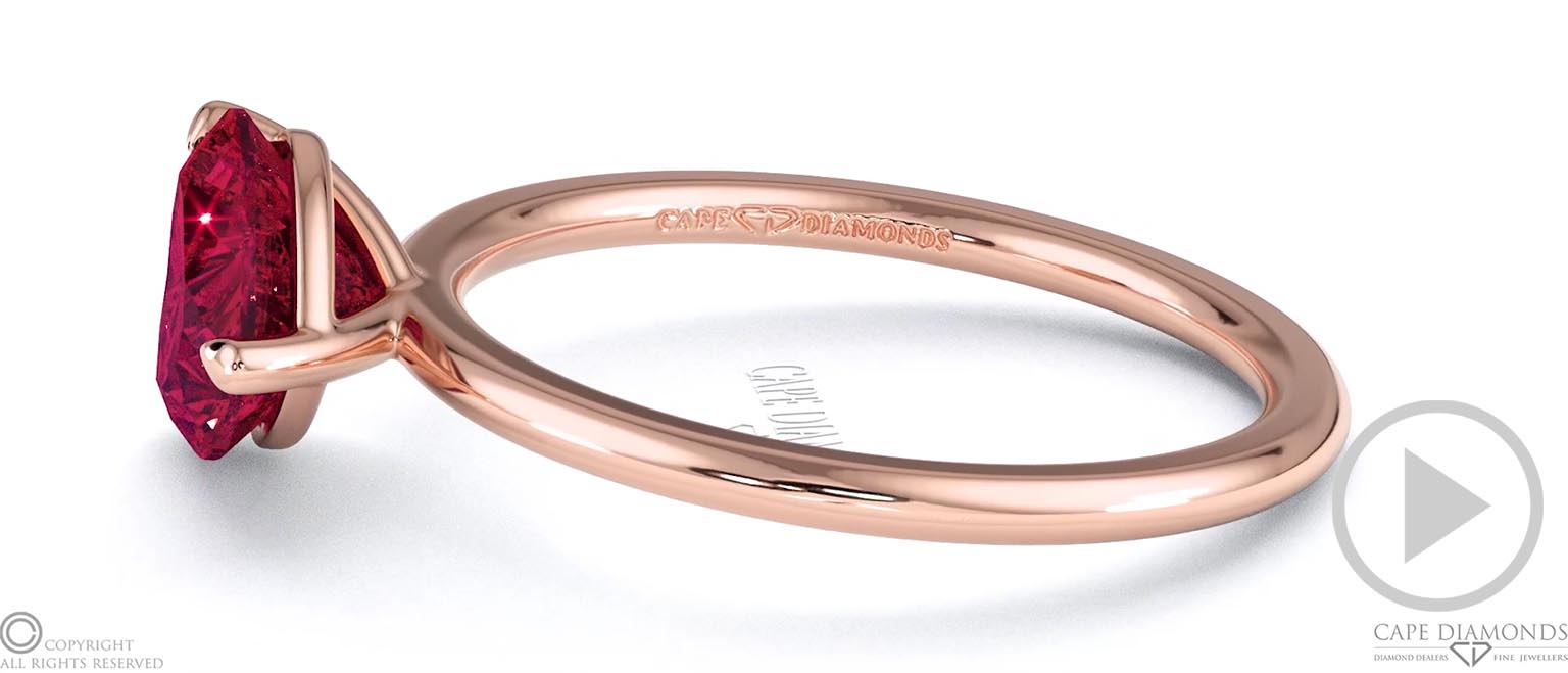 Spinel East To West Heart Cut Solitaire Engagement Ring Rose Gold top video