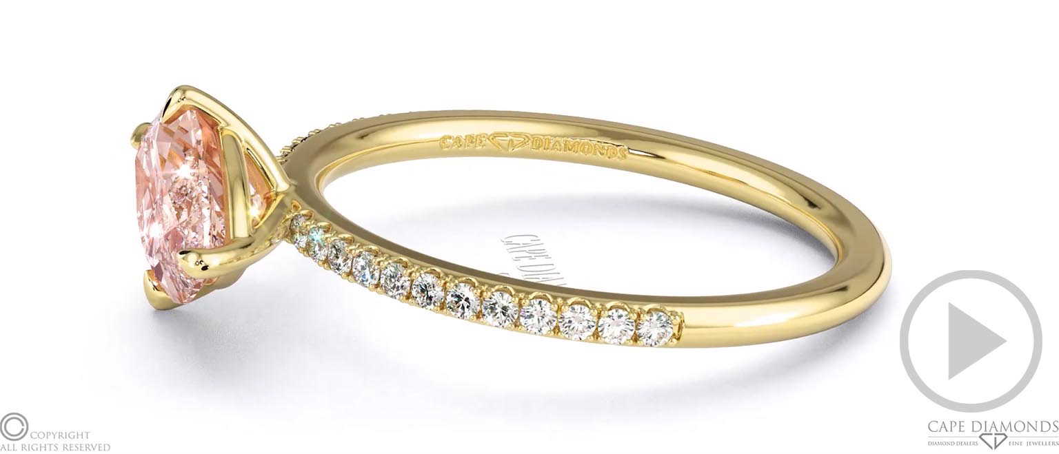 Morganite Marquise East West Side Stone Engagement Ring Yellow Gold top video